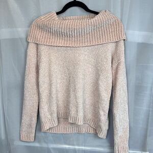 NWT michael michael kors baby pink chenille foldover neck sweater sz Small